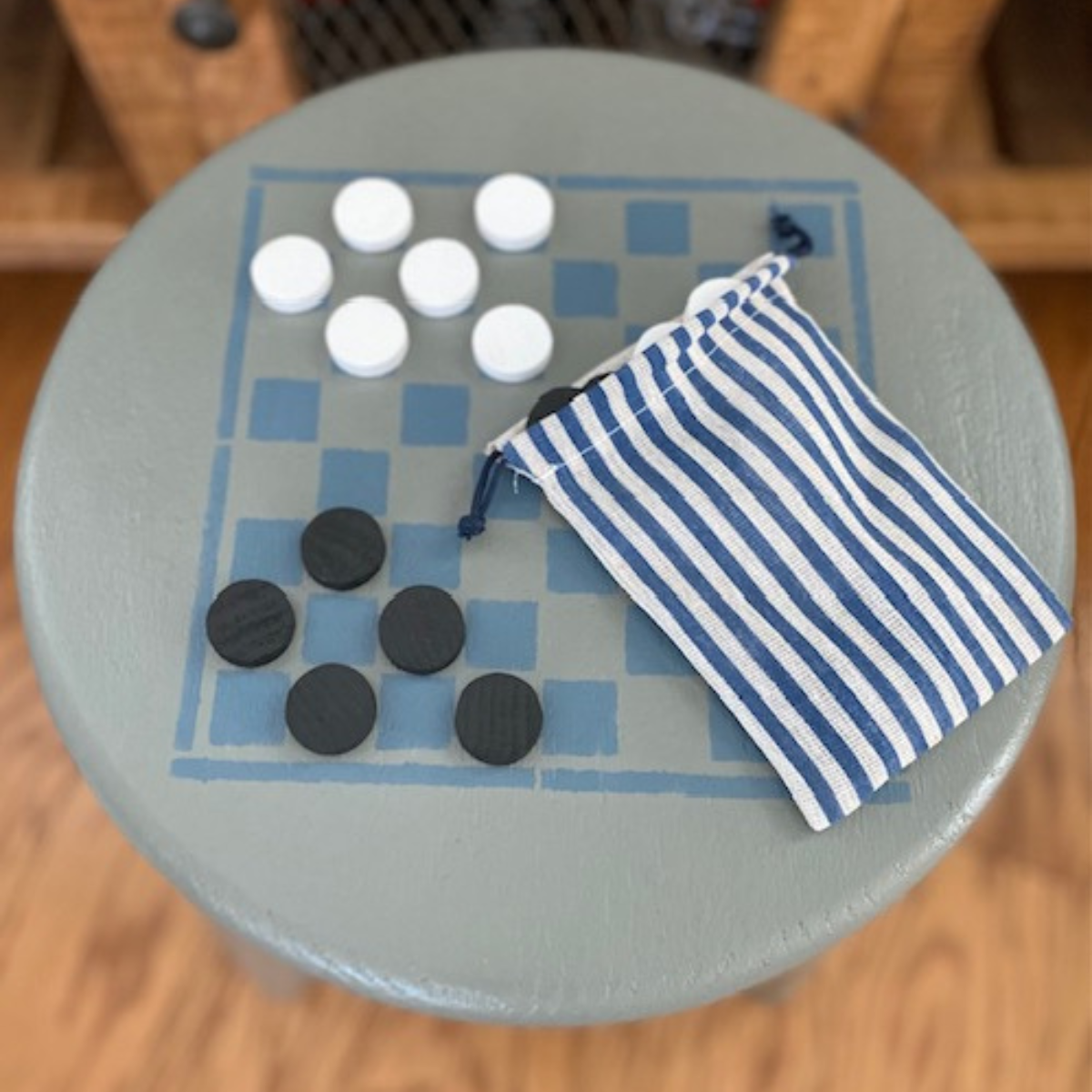 Solid Oak Checkerboard Stool