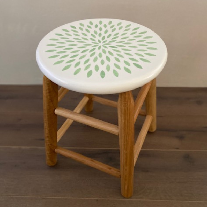 Green Mandala Flower Stool