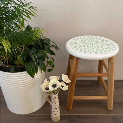 Green Mandala Flower Stool