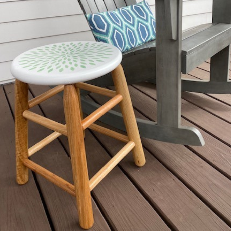 Green Mandala Flower Stool